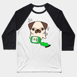 Cute Pug Spilled Wasabi sauce Baseball T-Shirt